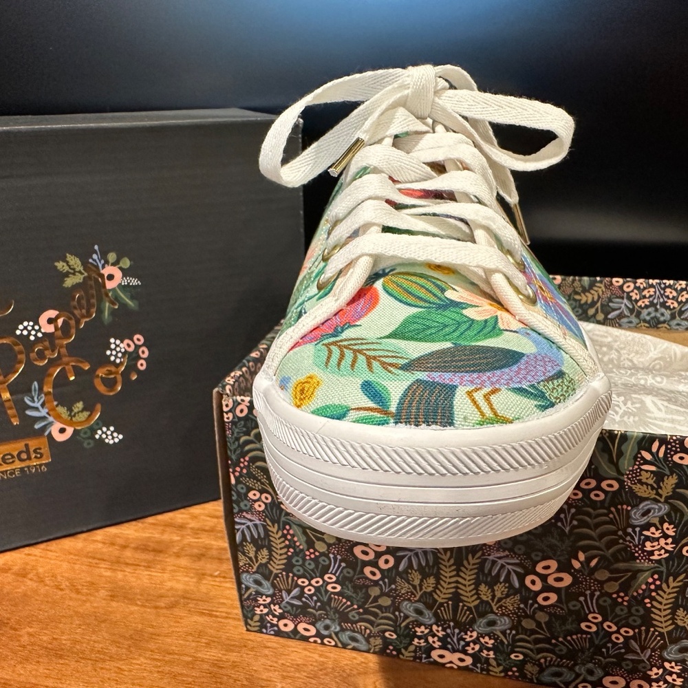 New Women's Keds Rifle Paper Co. Floral Print Sneakers Casual Shoes size 7.5 U.S - Picture 2 of 10